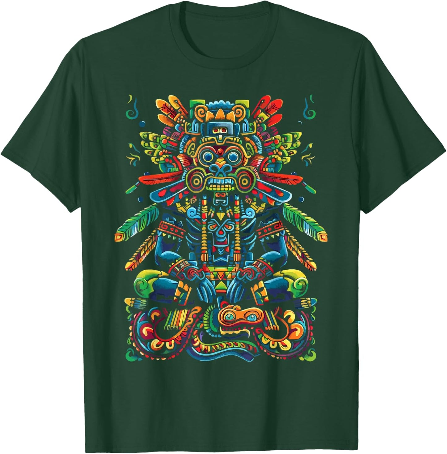 Aztec God Aztec Culture Mayan Indigenous Tlaloc Statue T-Shirt - T-Shirt | Forest