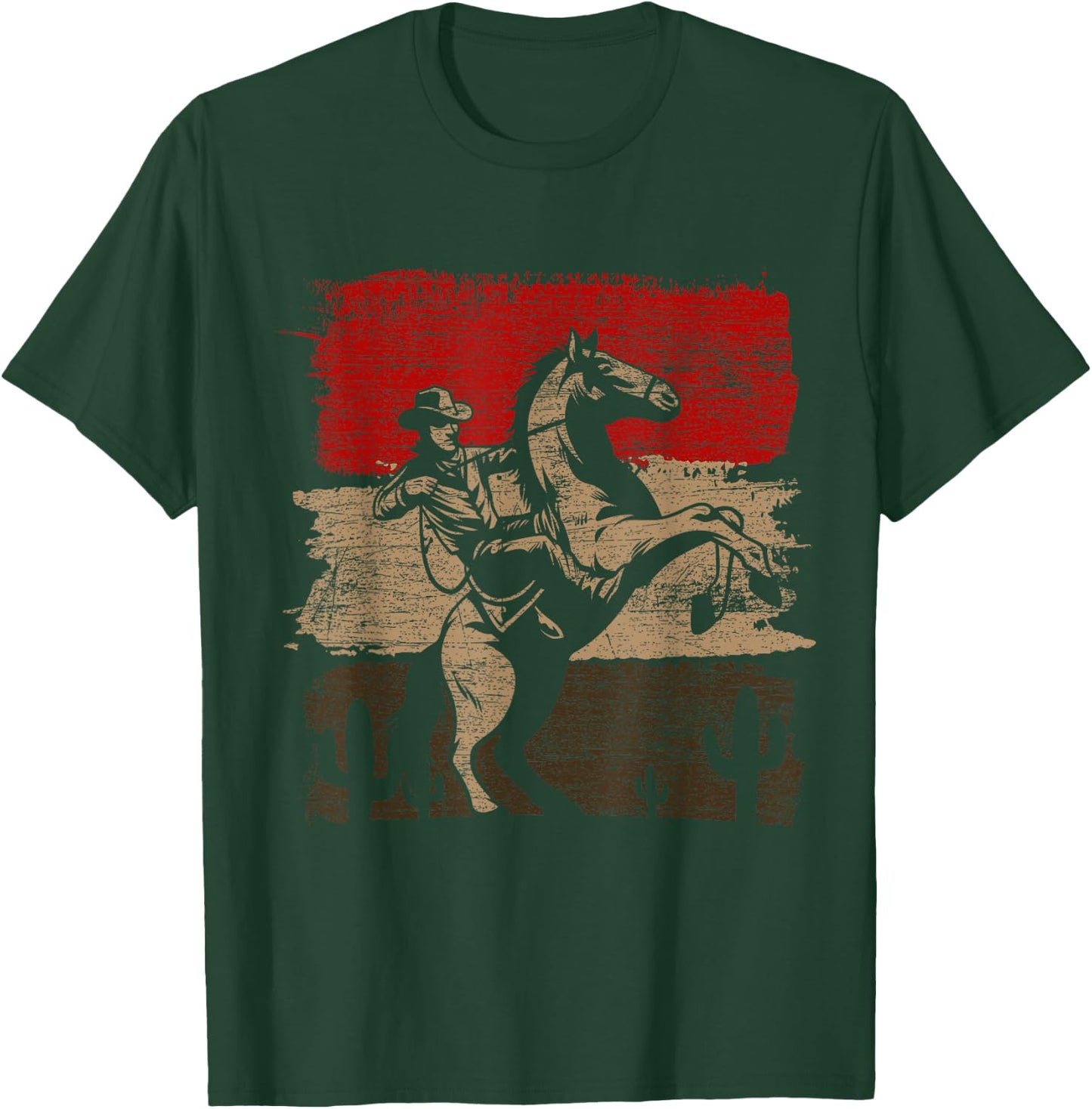 Geschenk Cowboy Liebhaber Country Cowboy Texas Animal Horse Cowboy Black -Adults -Kids Classic Fit Short Sleeve Cotton 60% Polyester 40% Small T-Shirt - T-Shirt | Forest