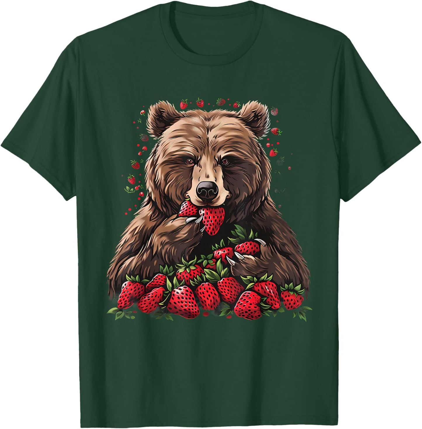Strawberry Bear Drawing Artwork Wildlife Strawberries T-Shirt - T-Shirt | Forest