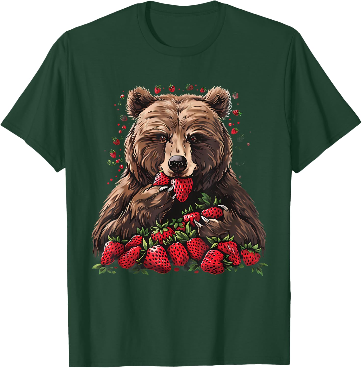 Strawberry Bear Drawing Artwork Wildlife Strawberries T-Shirt - T-Shirt | Forest