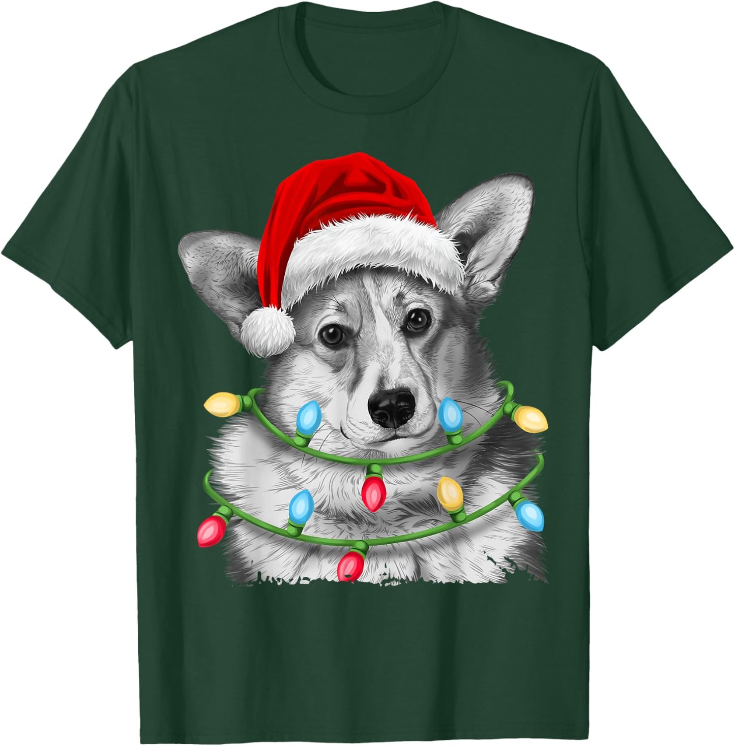 Corgi Santa Christmas Tree Lights Xmas Boys Men Corgmas Dog T-Shirt - T-Shirt | Forest