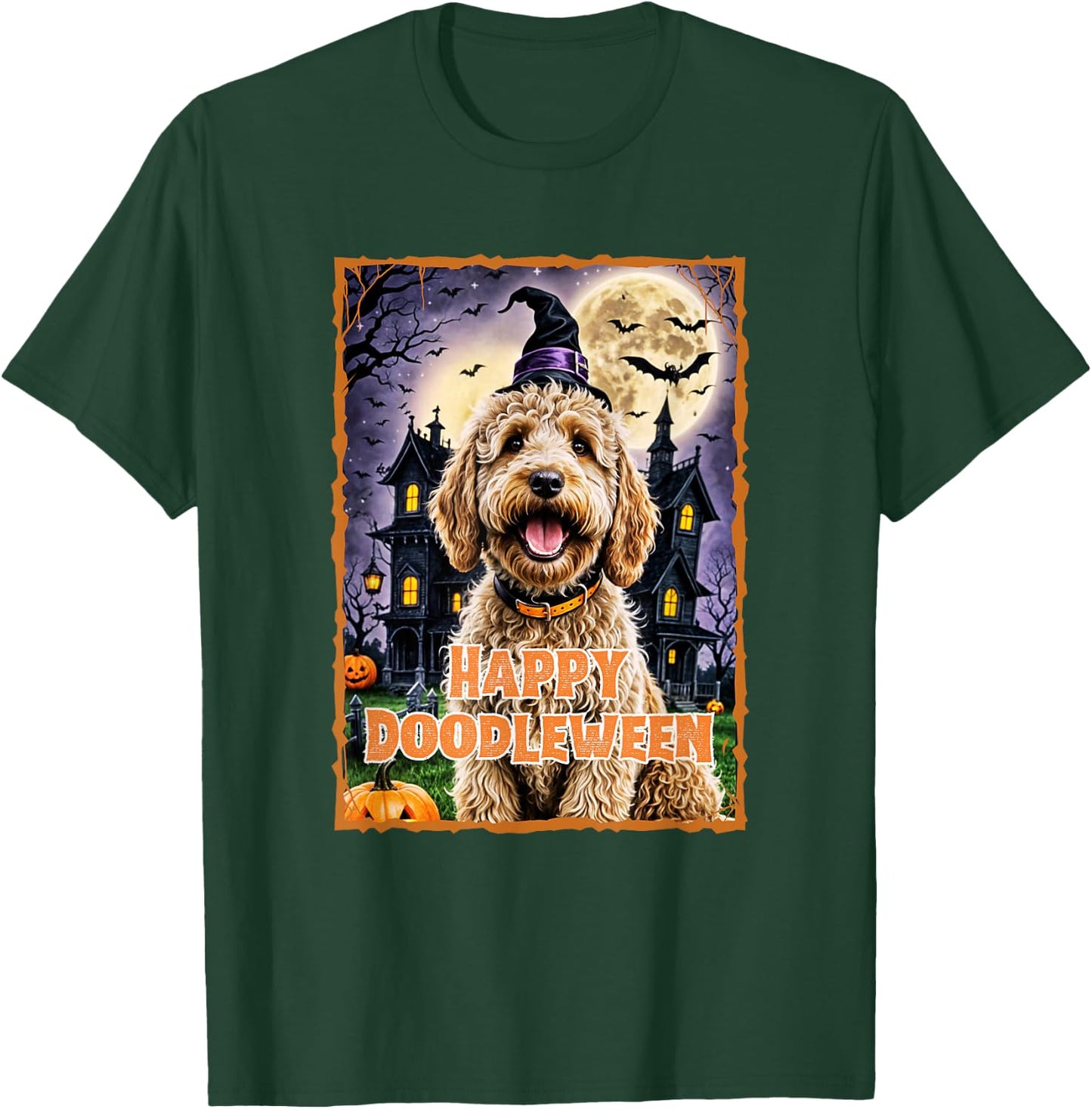 Happy Doodleween Halloween Goldendoodle Labradoodle Spooky T-Shirt - T-Shirt | Forest