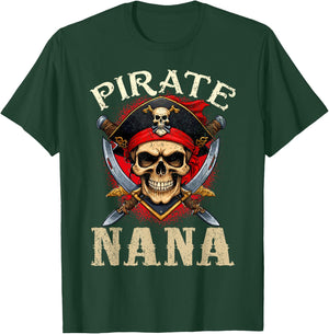 Pirate Nana Skull Jolly Roger Halloween Pirate Family T-Shirt - T-Shirt | Forest