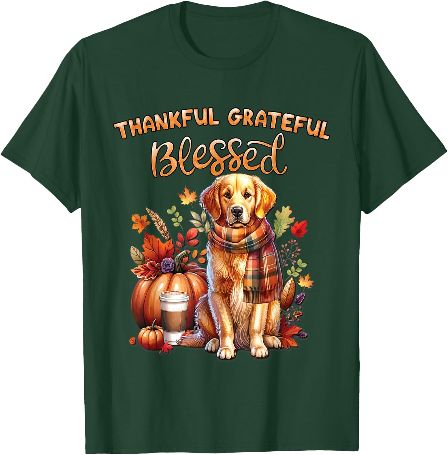 Golden Retriever Dog pumpkin spice Happy Fall Yall autumn T-Shirt - T-Shirt | Forest