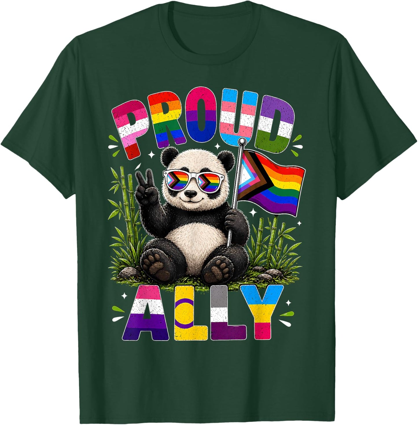 Proud Ally Panda LGBTQ Pride Month T-Shirt - T-Shirt | Forest
