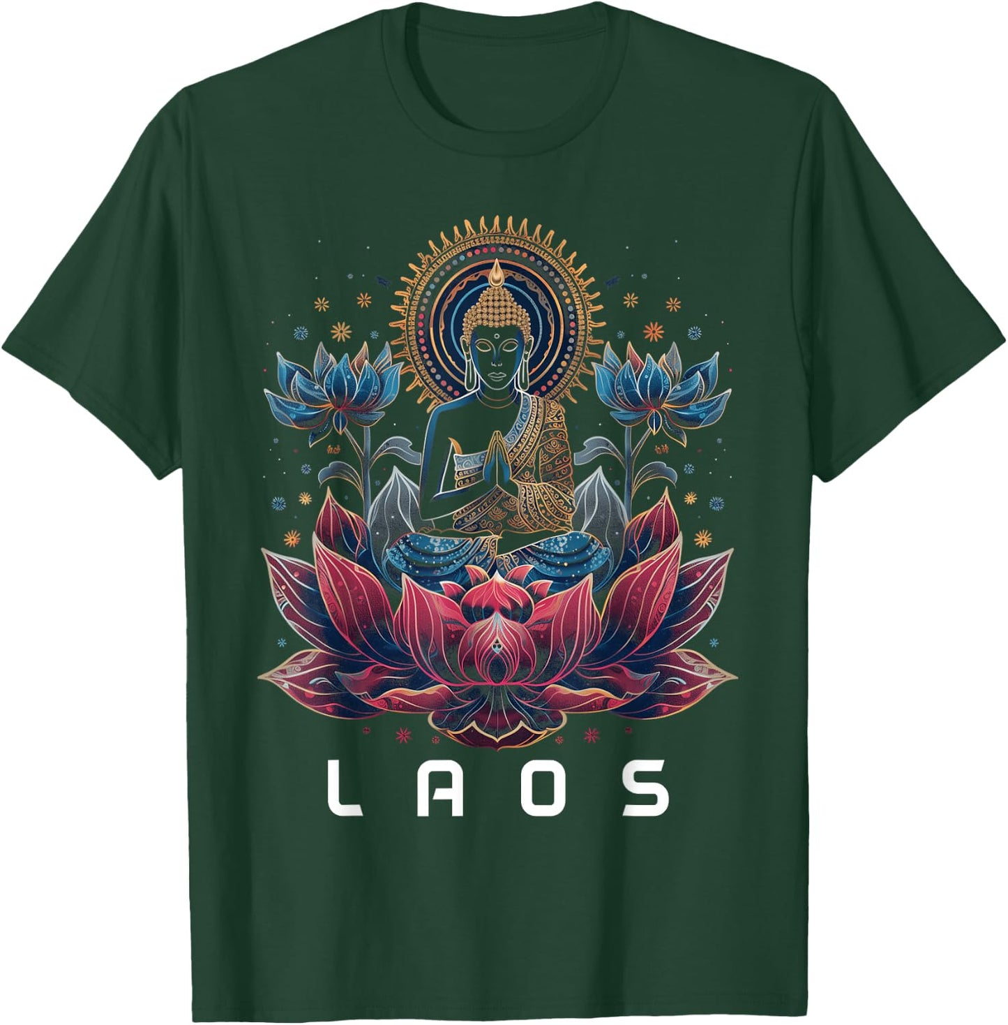 Laos Buddha Vintage Buddhist Souvenir T-Shirt - T-Shirt | Forest