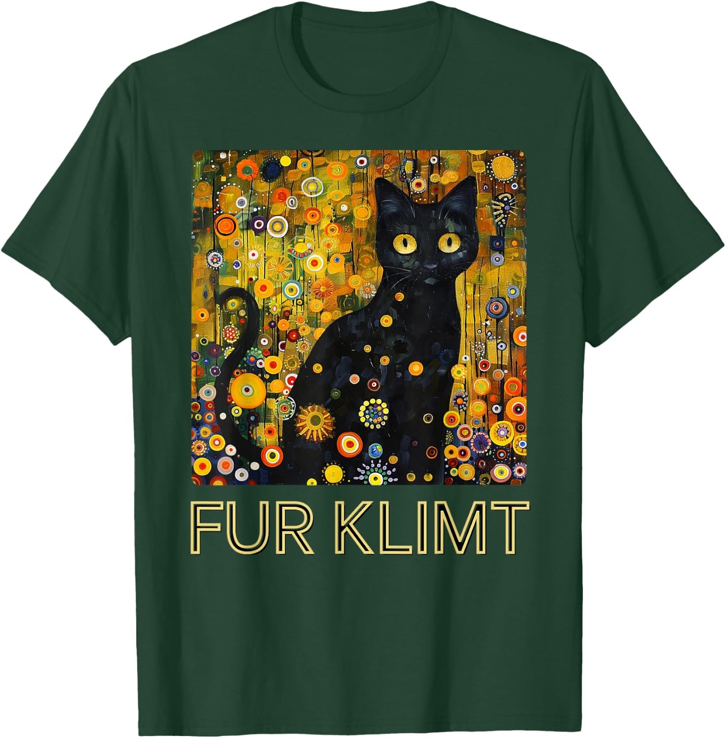 Black Cat in Klimt Painting, Cat Lover, Artist Art Student T-Shirt - T-Shirt | Forest