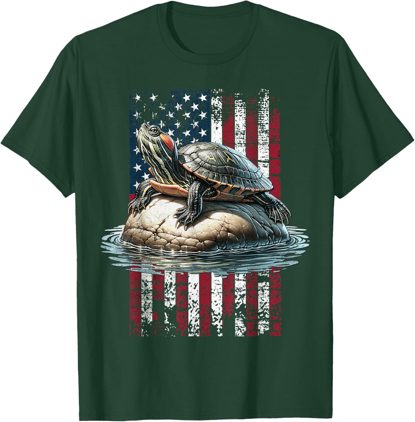 American Turtle Red Eared Slider US Red Eared Slider T-Shirt - T-Shirt | Forest