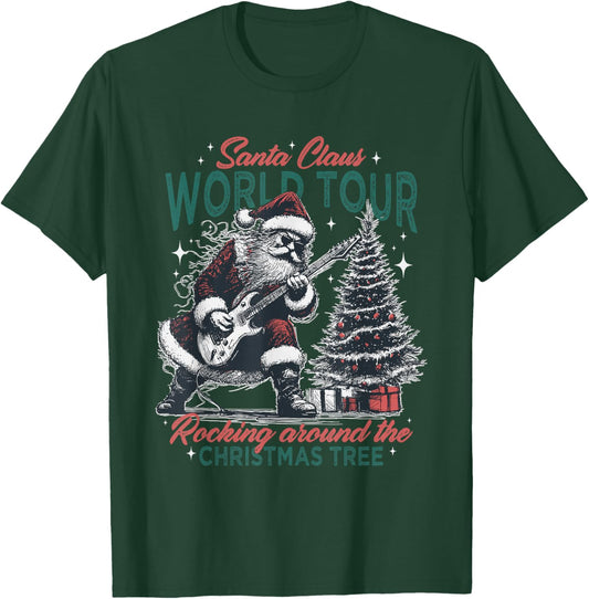 Santa Claus World Tour Rocking Around The Christmas Tree T-Shirt - T-Shirt | Forest