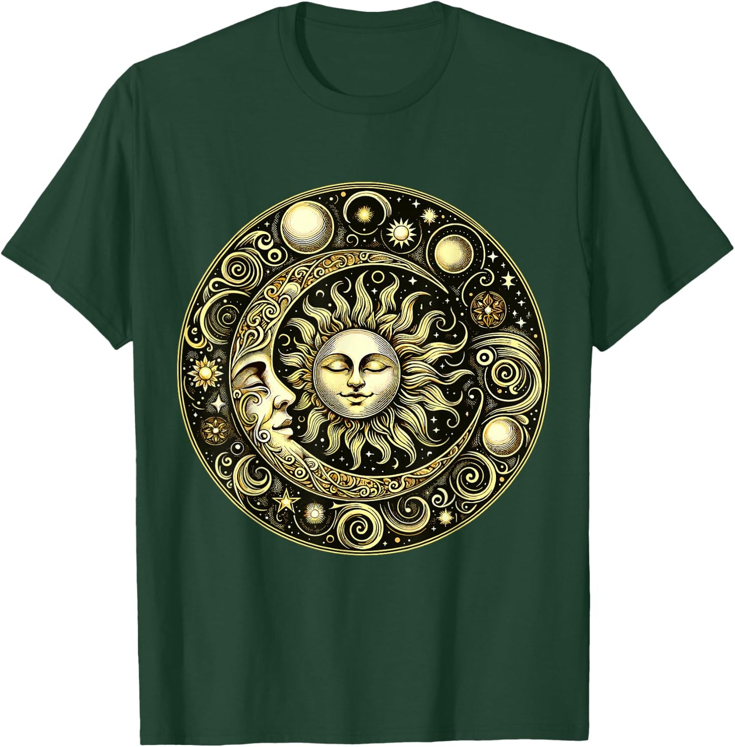 Celestial Moon and Sun T-Shirt - T-Shirt | Forest