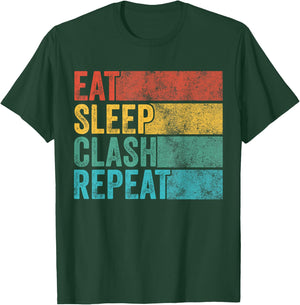 Eat Sleep Clash Repeat Gaming Clans Funny Vintage Distressed T-Shirt - T-Shirt | Forest