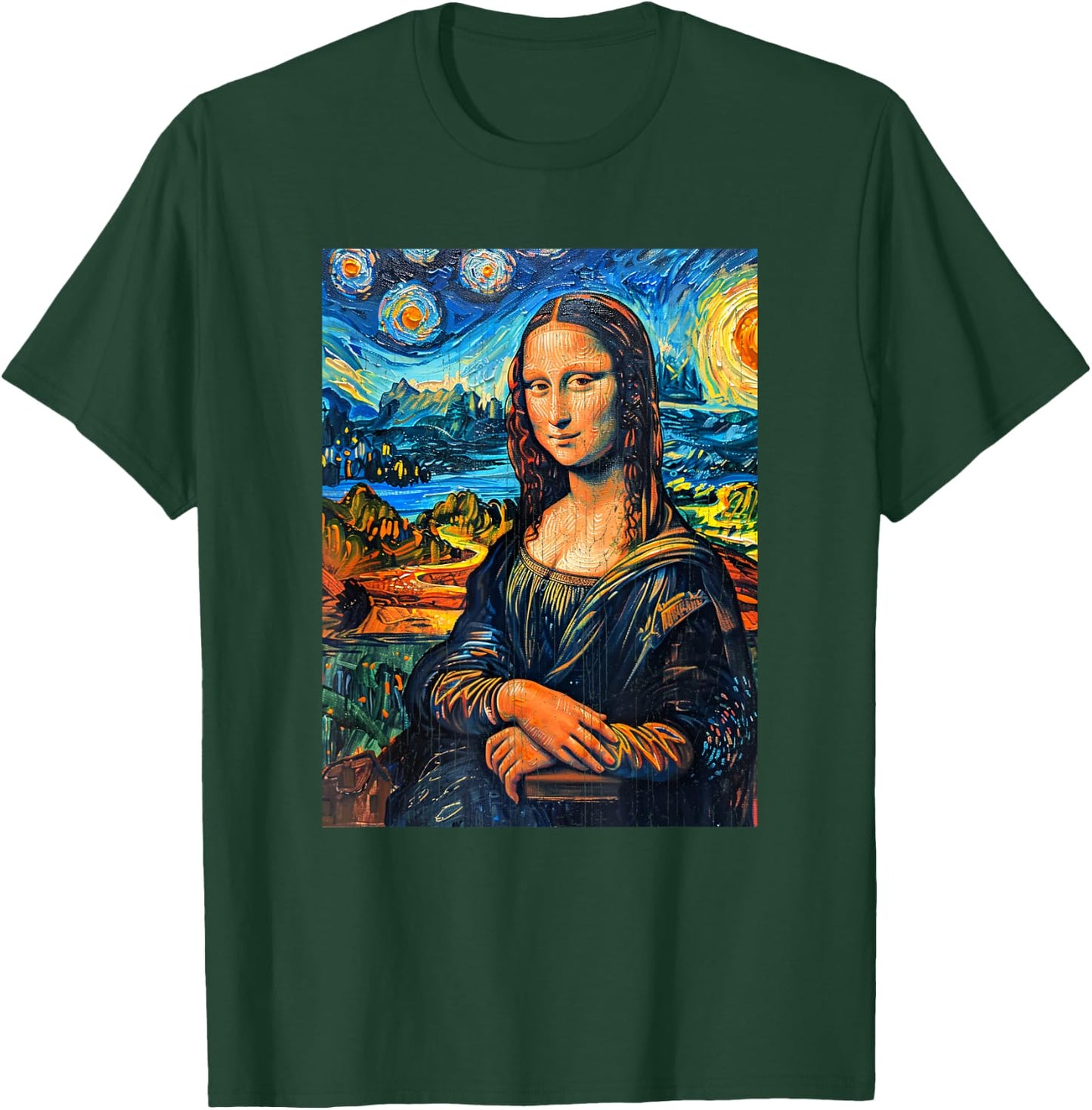 Monalisa Starry Night Painting Funny Men Women Kids T-Shirt - T-Shirt | Forest