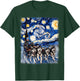 Mushing Sled Dog Siberian Husky Starry Night Painting T-Shirt - T-Shirt | Forest