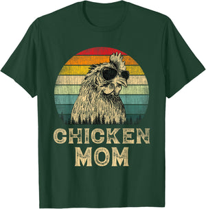 Vintage Chicken Mom Chicken Lovers Mommy Mother's Day T-Shirt - T-Shirt | Forest