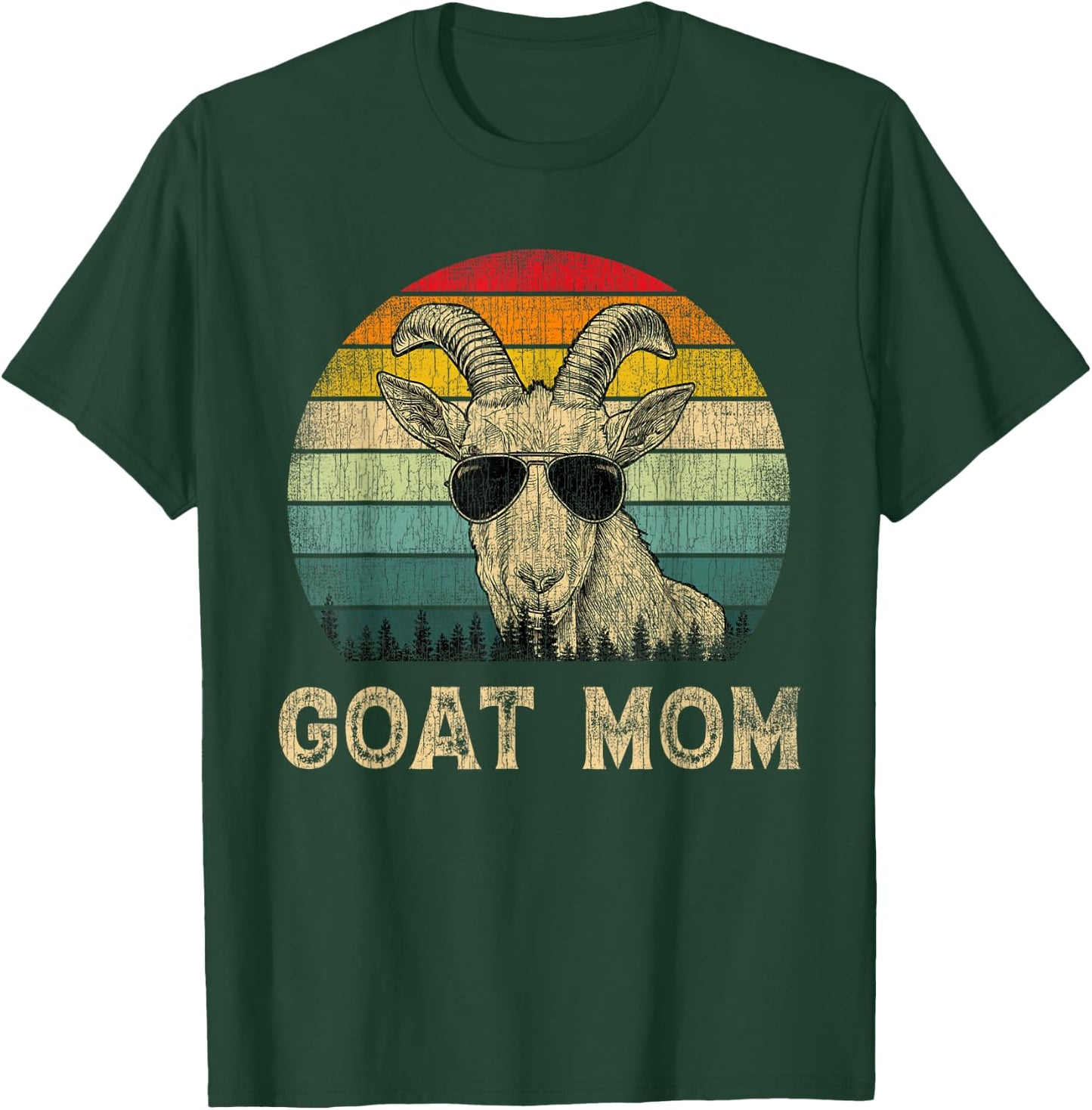 Vintage Goat Mom Goat Lovers Mommy Mother's Day T-Shirt - T-Shirt | Forest