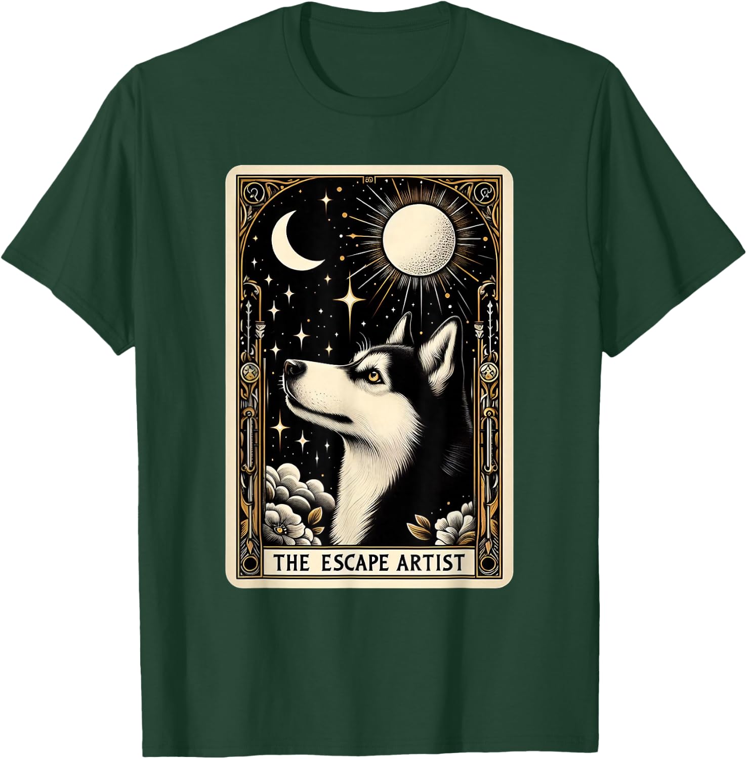 Funny Siberian Husky Tarot Card Husky Lover Men Women T-Shirt - T-Shirt | Forest