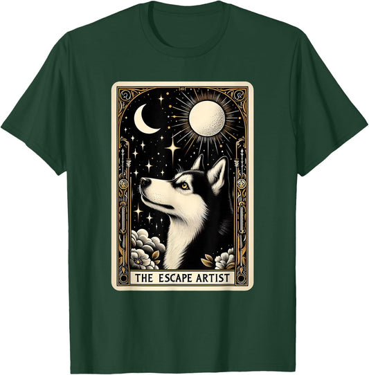Funny Siberian Husky Tarot Card Husky Lover Men Women T-Shirt - T-Shirt | Forest