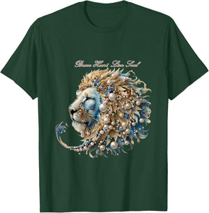 Luxury pearl and gemstone decorated lion design fashionable T-Shirt - T-Shirt | Forest