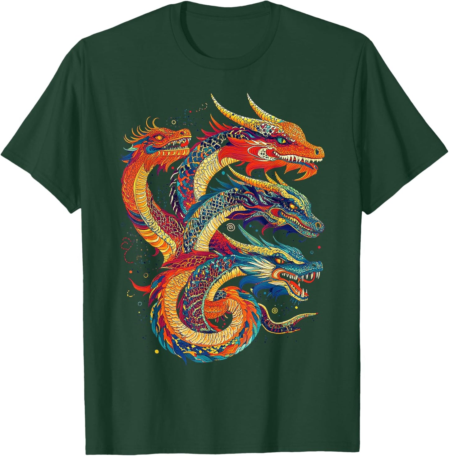 Hydra Dragon Graphic Mythical Art Hydra Dragon T-Shirt - T-Shirt | Forest