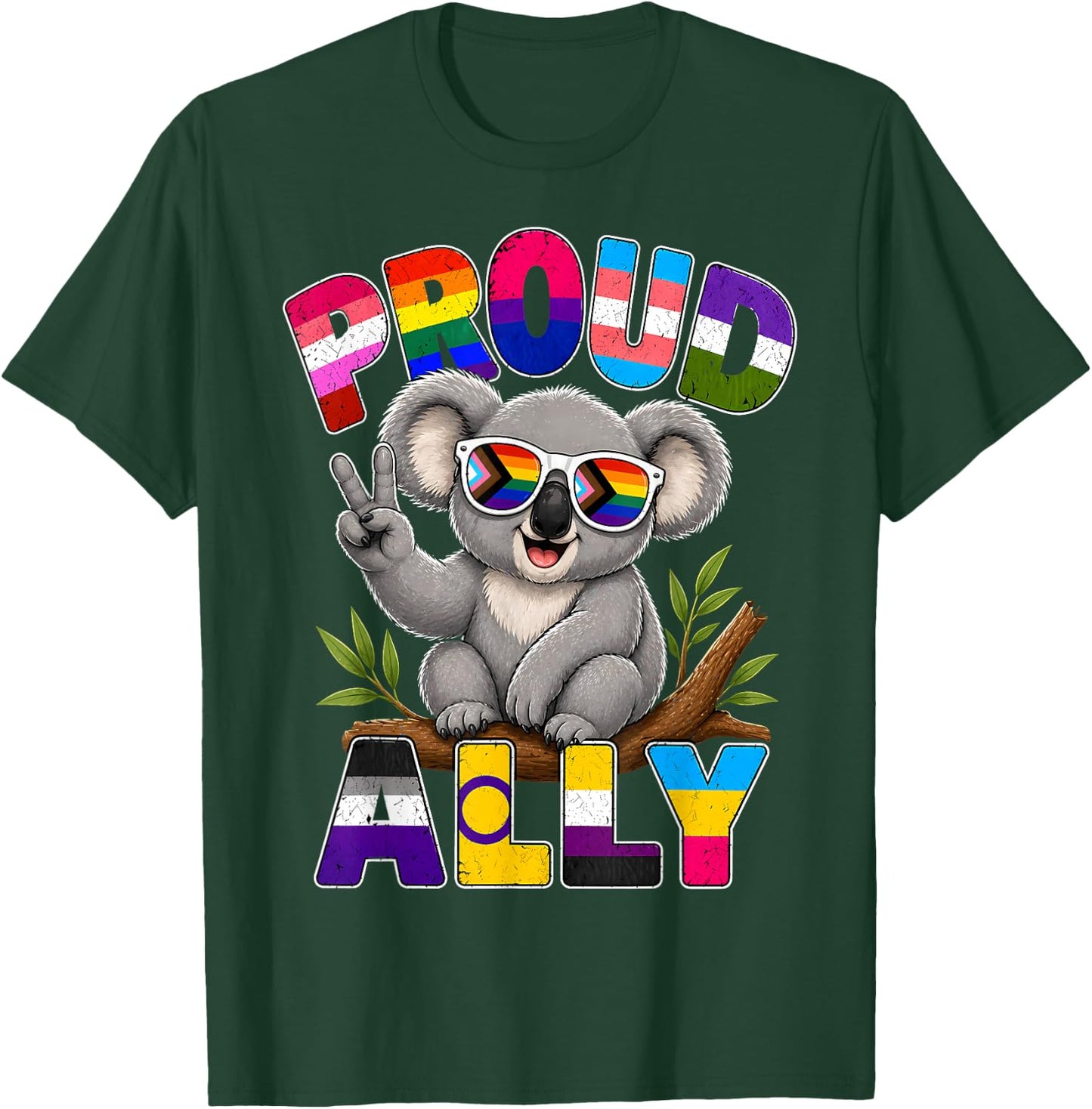Proud Ally Koala LGBTQ Pride Month T-Shirt - T-Shirt | Forest