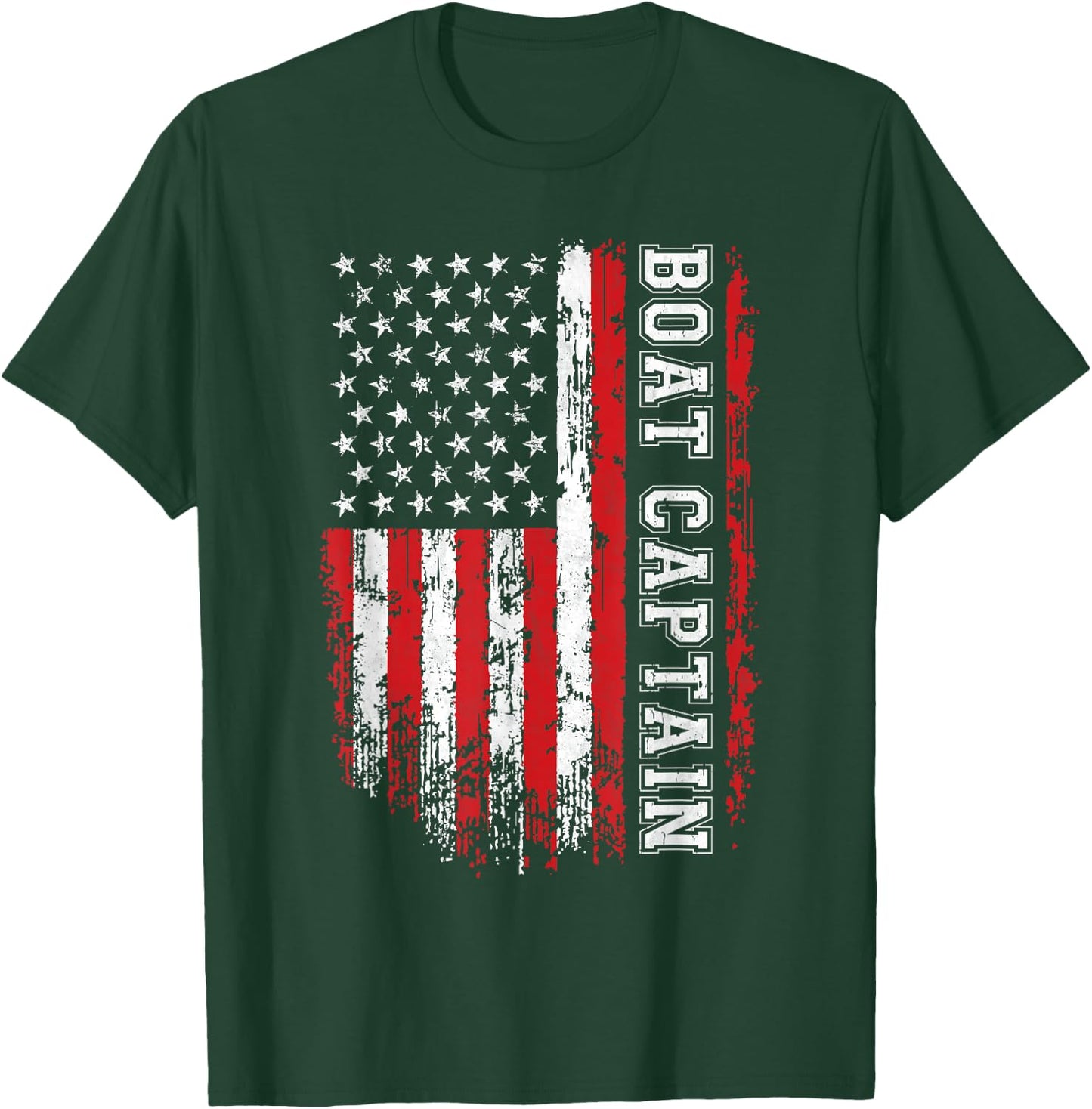 Boat Captain American Flag Boating T-Shirt - T-Shirt | Forest
