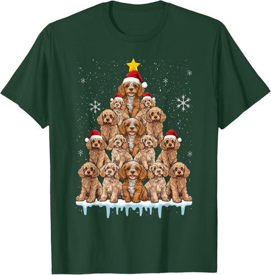 Christmas Tree Santa Cavapoo Christmas Lights Santa Cavapoo T-Shirt - T-Shirt | Forest