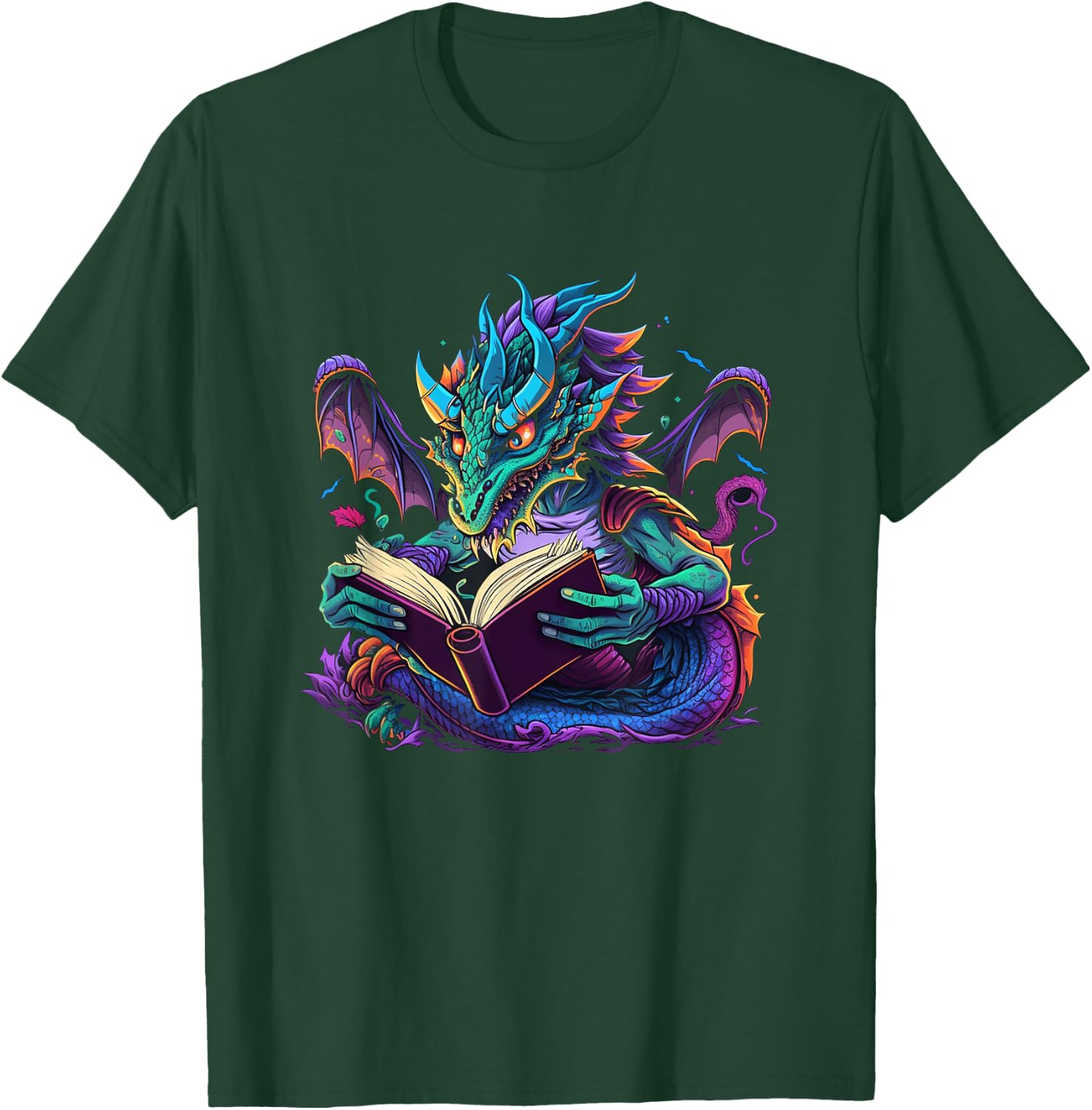Dragon Reading Book T-Shirt - T-Shirt | Forest