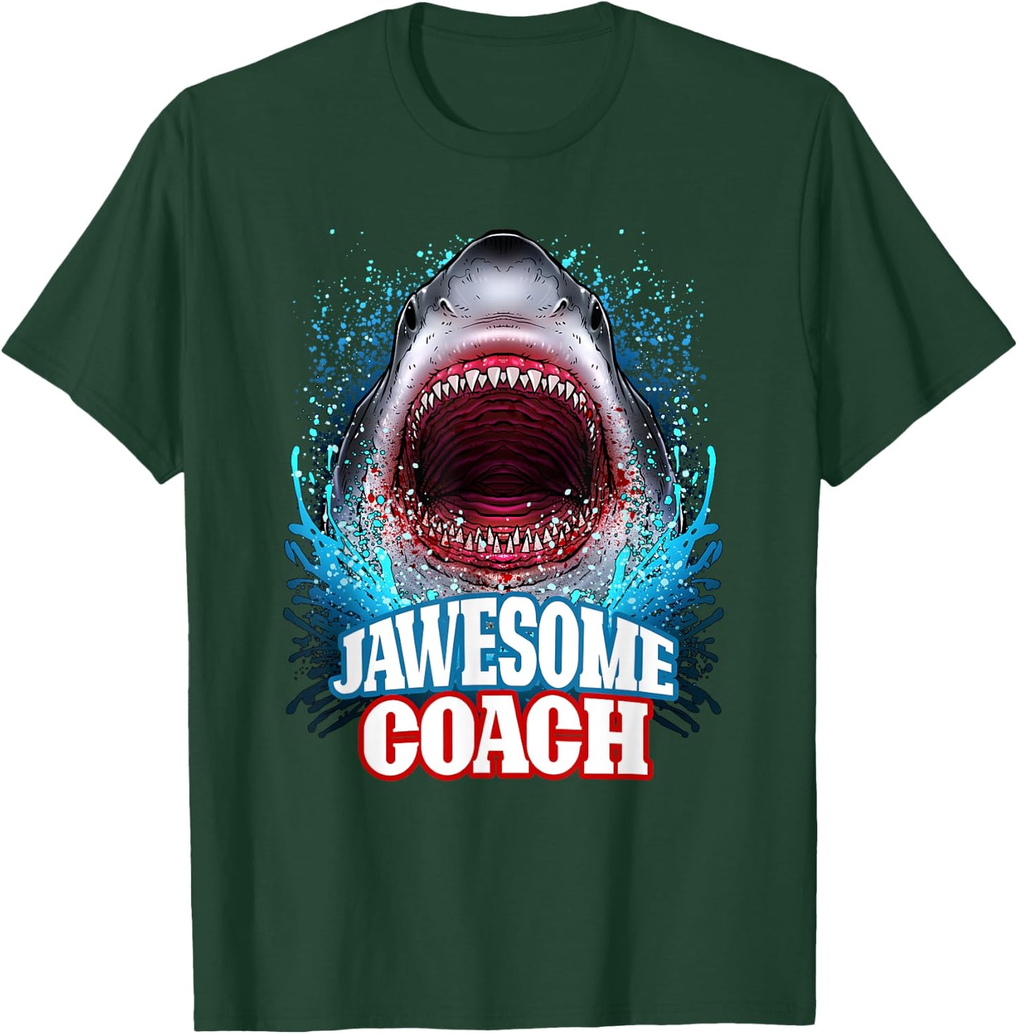 Jawesome Coach School Sports Great White Shark T-Shirt - T-Shirt | Forest