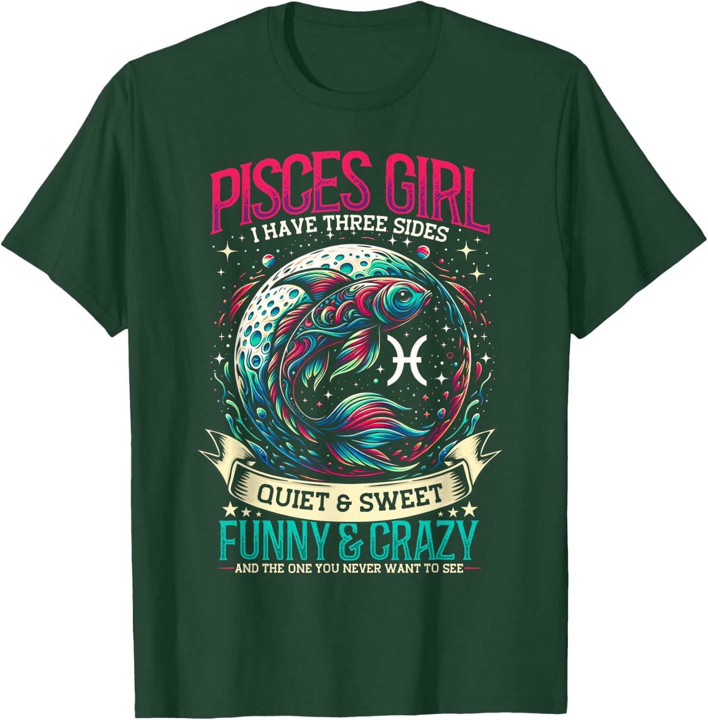 Pisces Zodiac Sign Moon Astrology Star Sign, Pisces Girl T-Shirt - T-Shirt | Forest