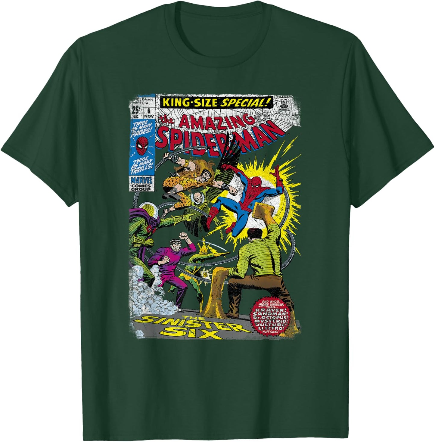 Marvel Spider-Man Sinister Six Villains Comic Cover Small T-Shirt - T-Shirt | Forest