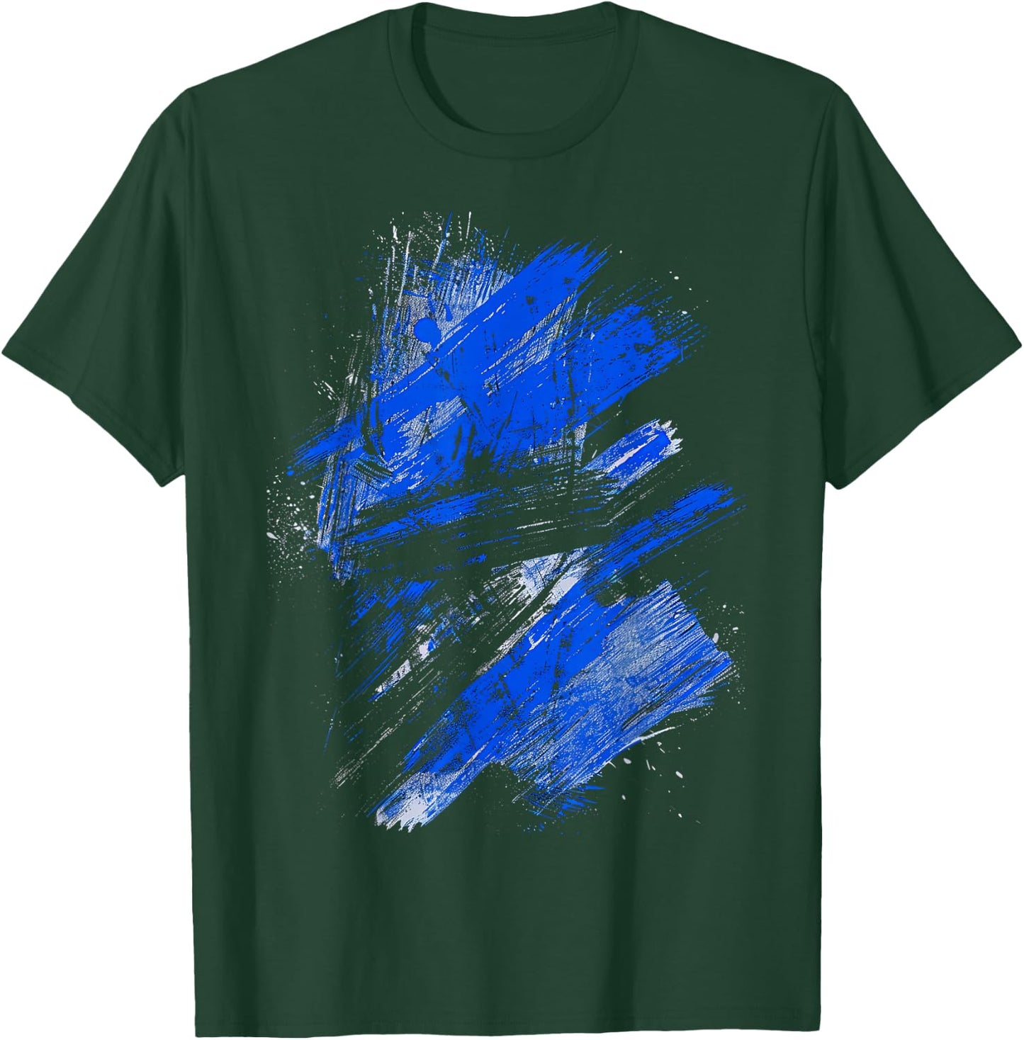 Blue And Black Artistic Splash Graphic T-Shirt - T-Shirt | Forest