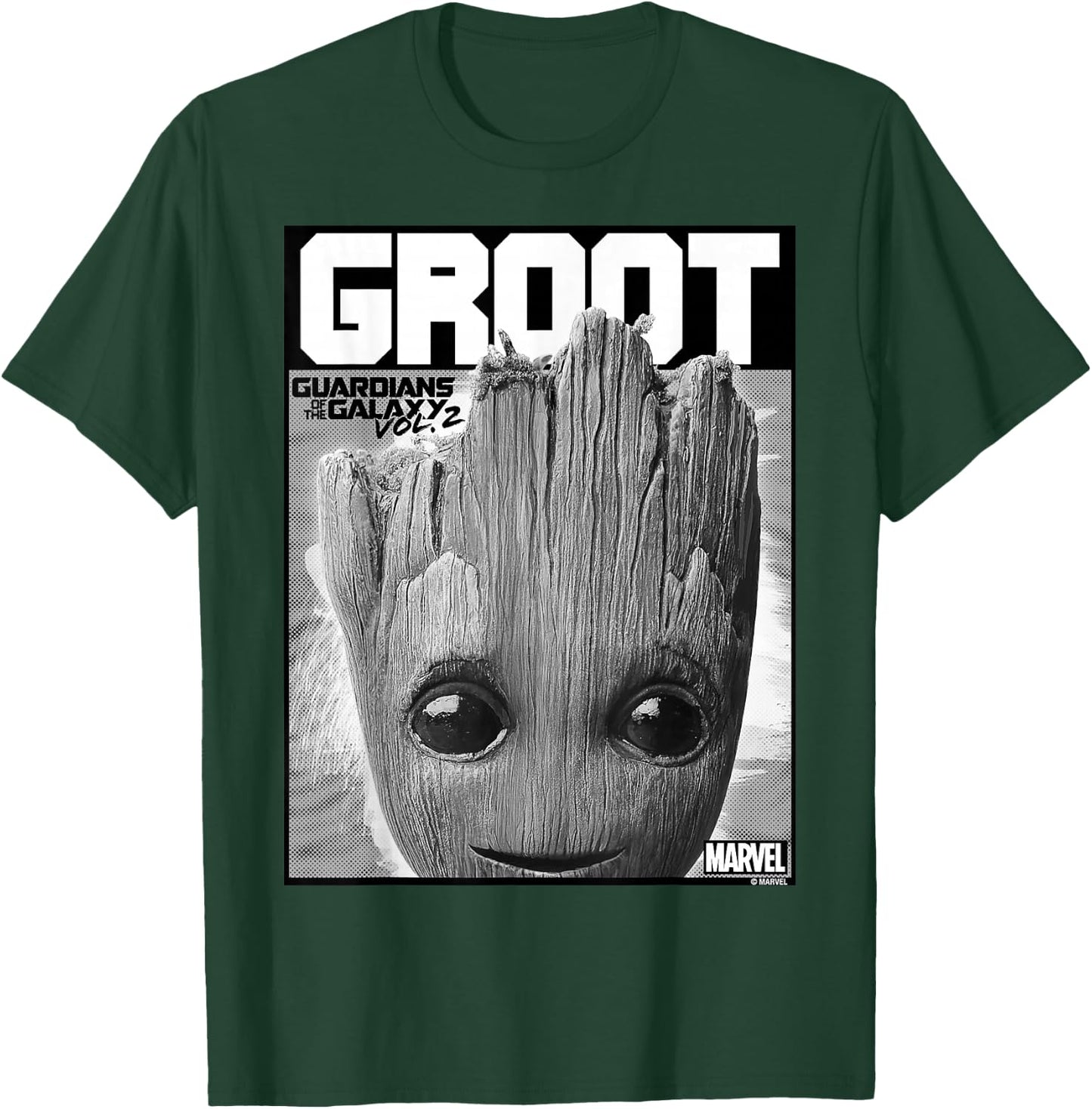 Marvel Guardians of The Galaxy Vol 2 Big Face Groot Poster T-Shirt - T-Shirt | Forest