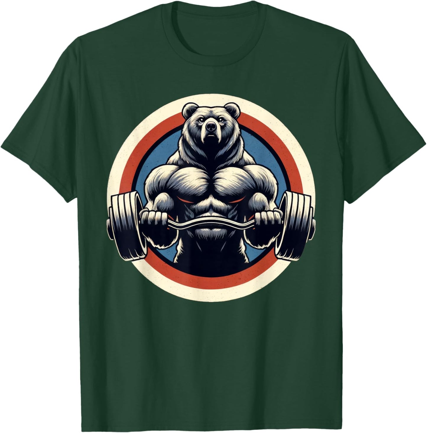 Bear Powerlifting Weightlifting Gym Workout T-Shirt - T-Shirt | Forest