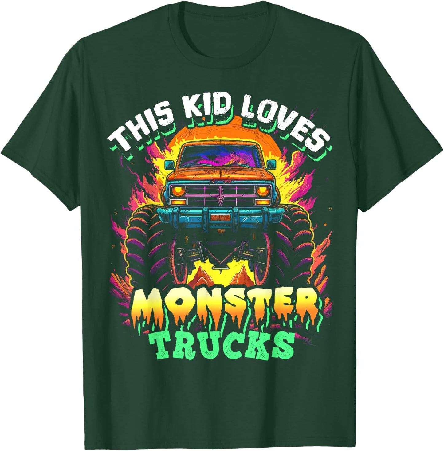 Monster Truck for Toddlers, Kids Monster Truck Vintage Retro T-Shirt - T-Shirt | Forest