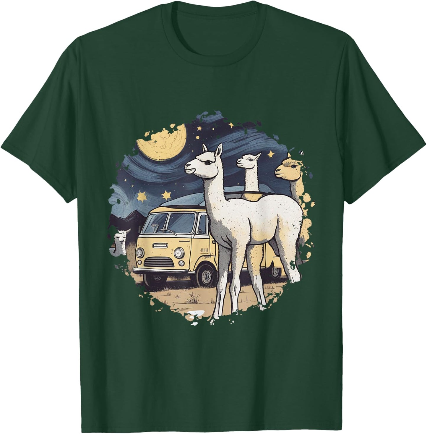 Cotopaxi Starry Night Artwork Llama National Park T-Shirt - T-Shirt | Forest