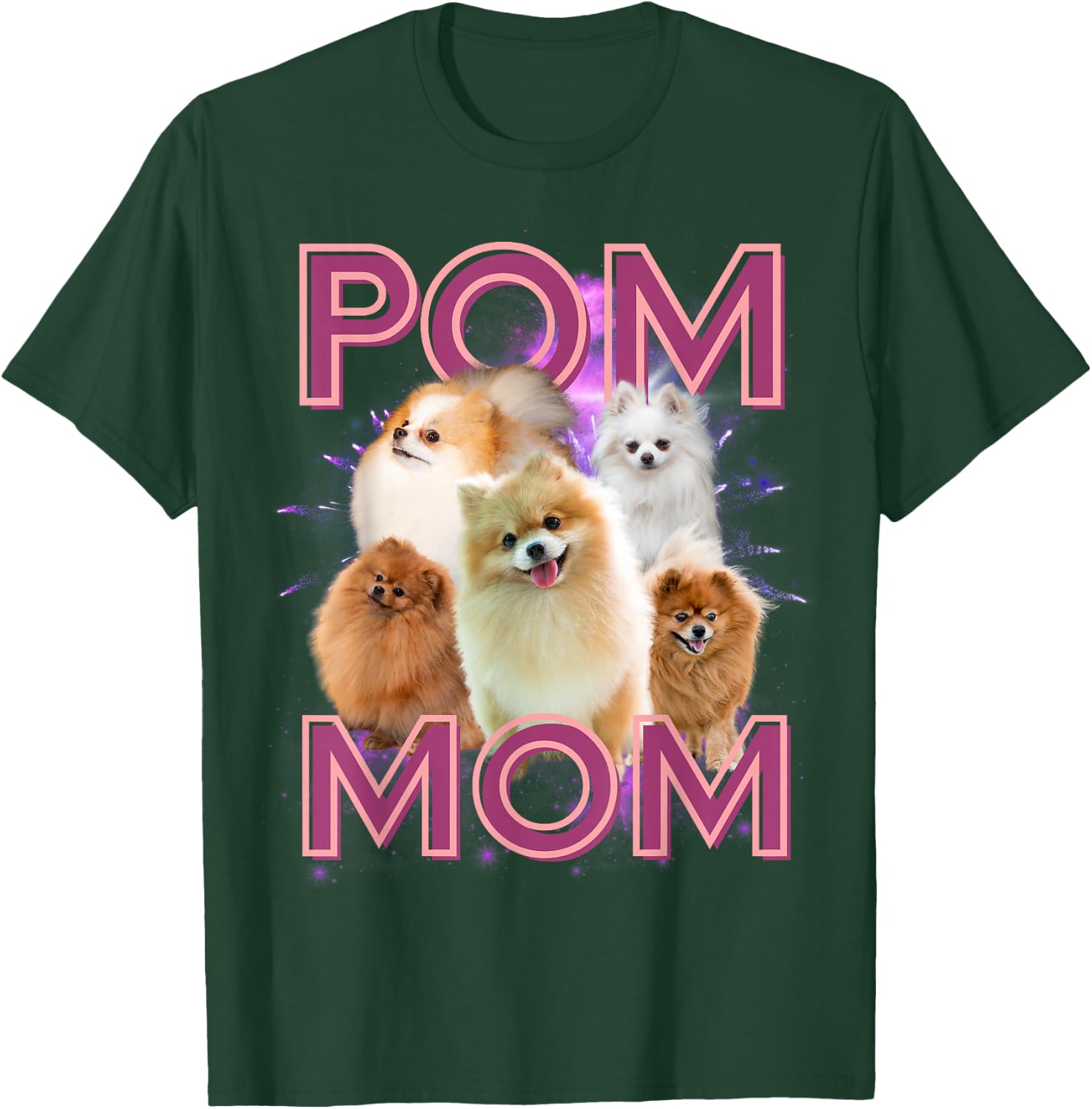Pom Mom Pomeranian Dog Retro Bootleg T-Shirt - T-Shirt | Forest