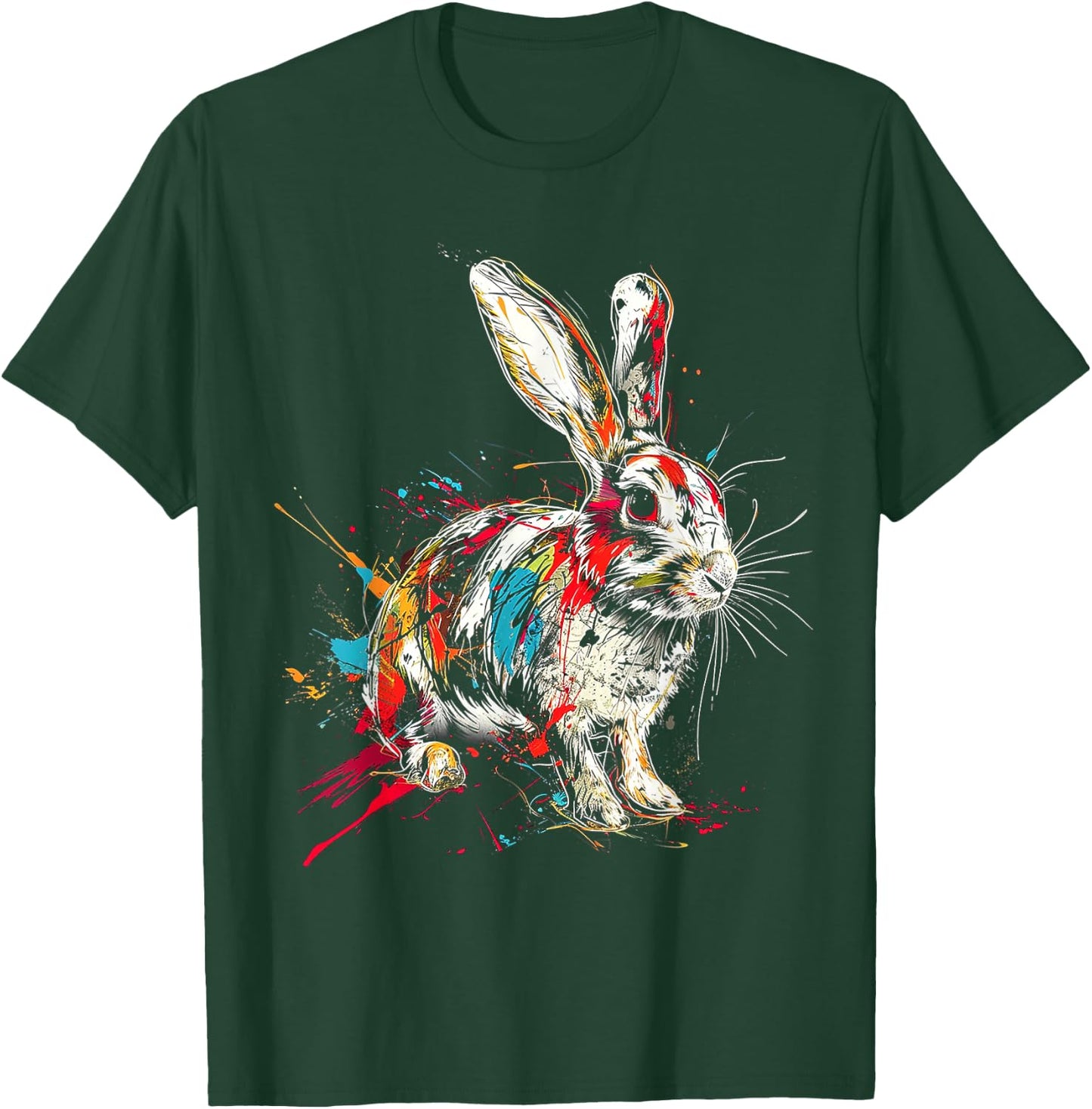 Rabbit Colorful Animal Graphic Art Rabbit T-Shirt - T-Shirt | Forest