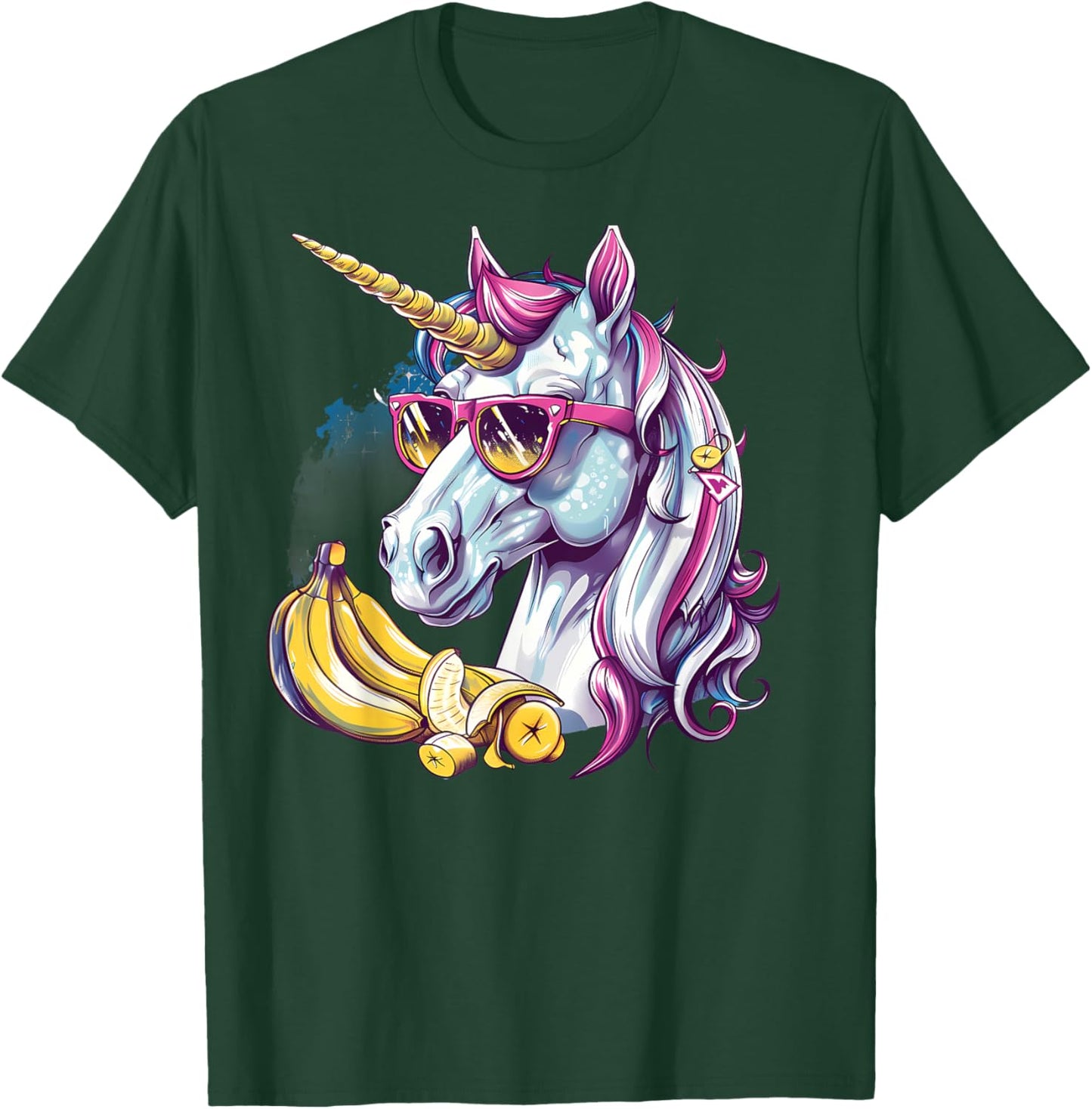 Banana Unicorn Portrait Artwork Banana Lover Bananas Fruit T-Shirt - T-Shirt | Forest