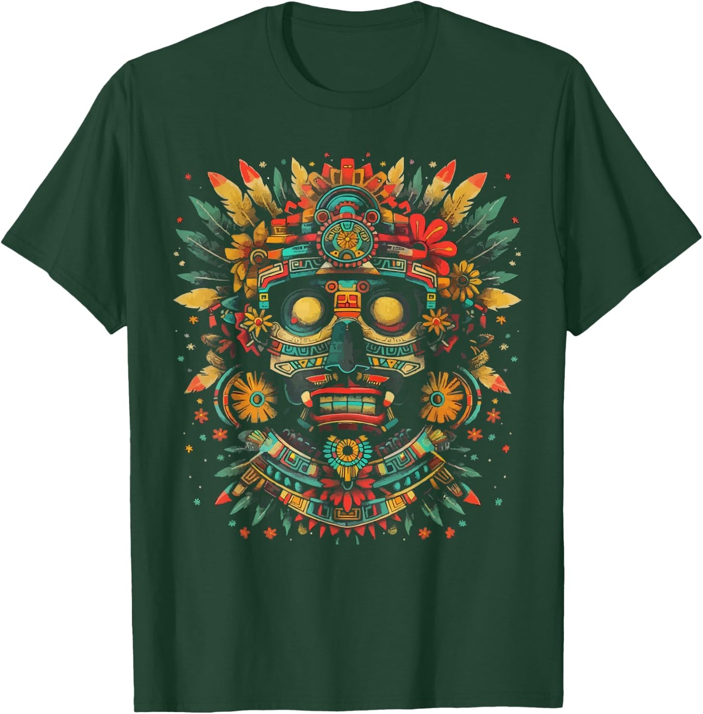 Aztec God Aztec Culture Mayan Indigenous Tlaloc Statue T-Shirt - T-Shirt | Forest