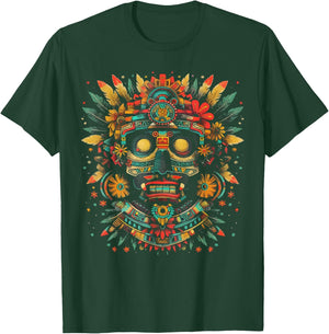 Aztec God Aztec Culture Mayan Indigenous Tlaloc Statue T-Shirt - T-Shirt | Forest