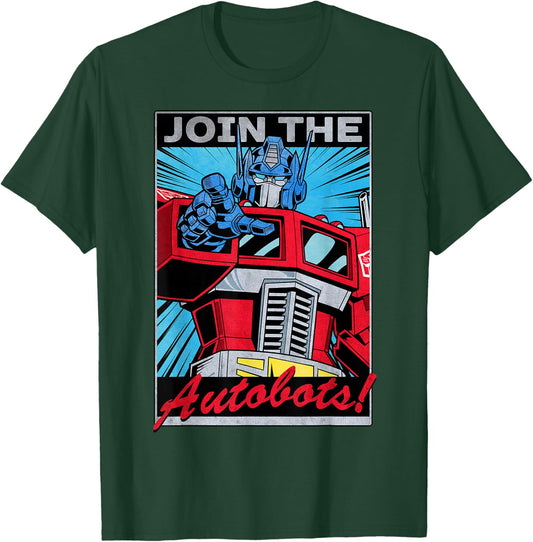 Transformers Optimus Prime Join The Autobots Retro Poster Small T-Shirt - T-Shirt | Forest