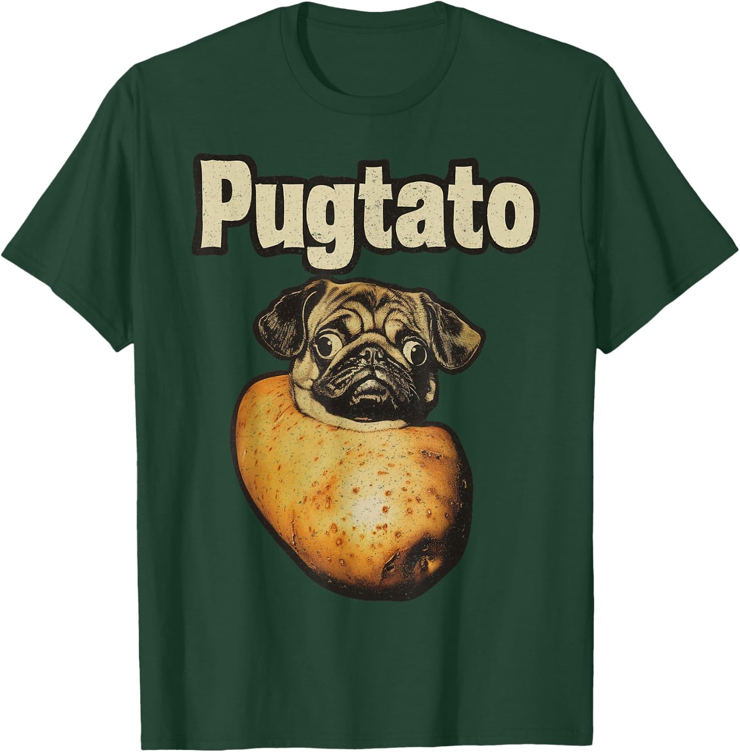Pugtato Potato Pug Retro – Pun Funny Dog T-Shirt - T-Shirt | Forest
