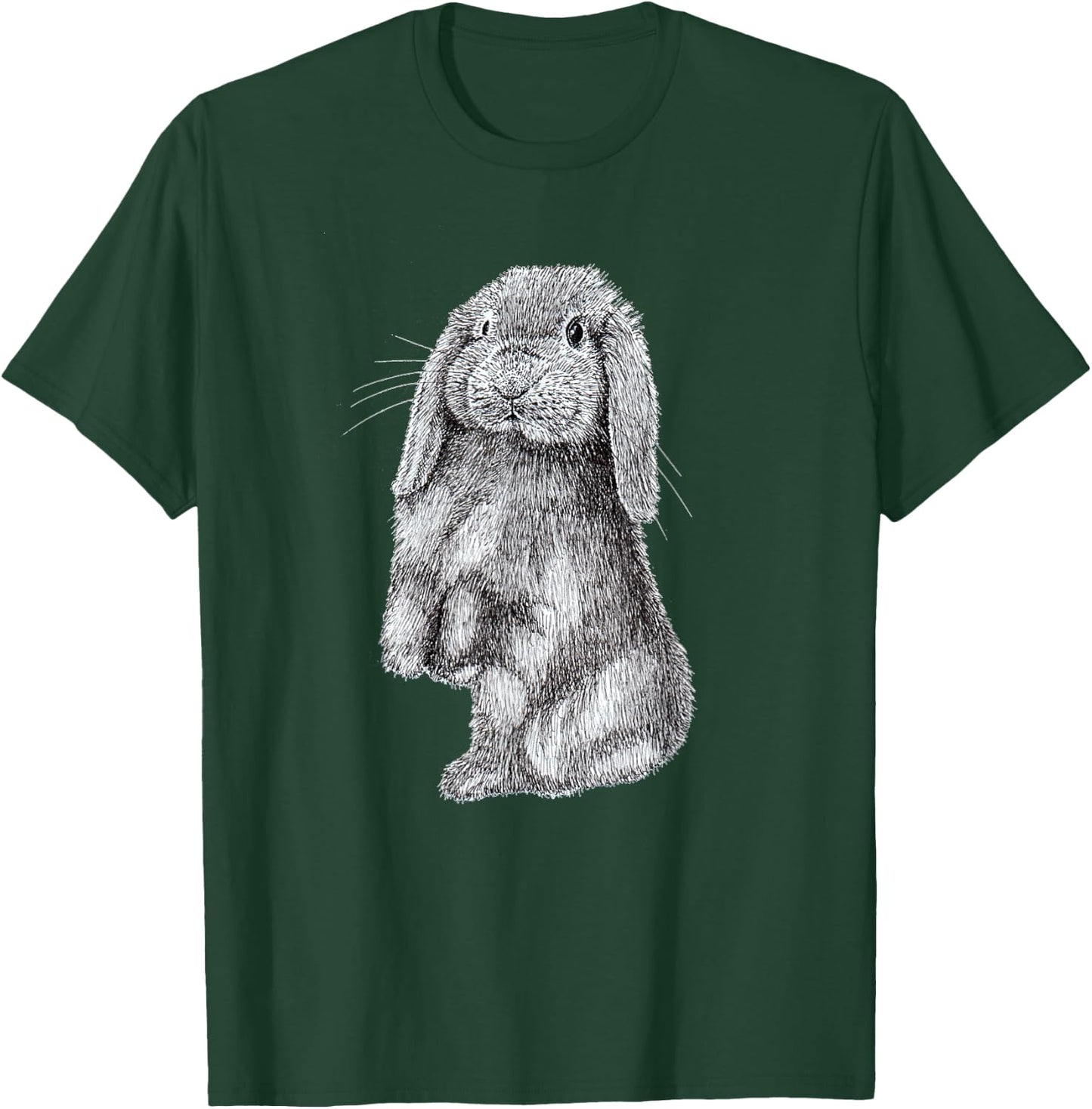 Lop Eared Bunny Rabbit Sitting Drawing T-Shirt - T-Shirt | Forest