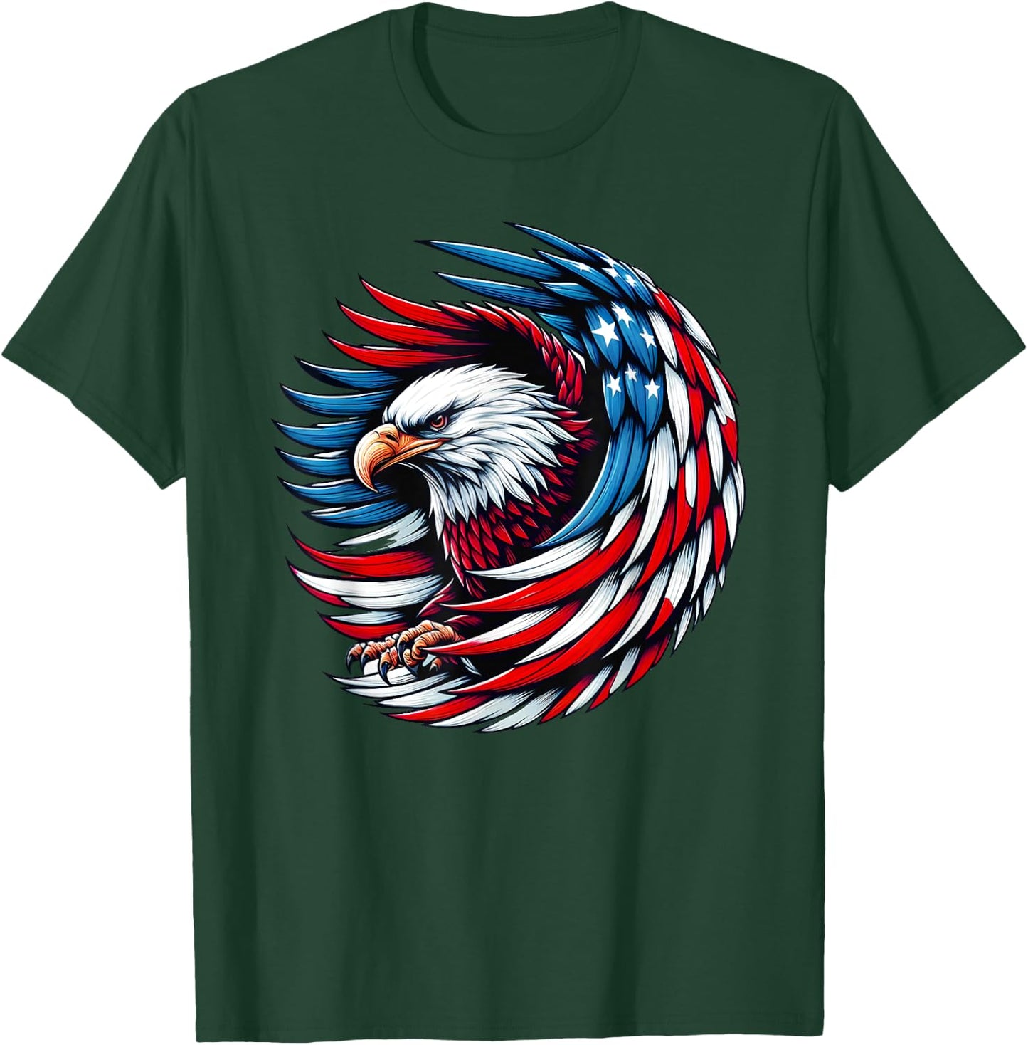 American Bald Eagle USA Flag 4th of July Patriotic Eagle Kids Men T-Shirt - T-Shirt | Forest
