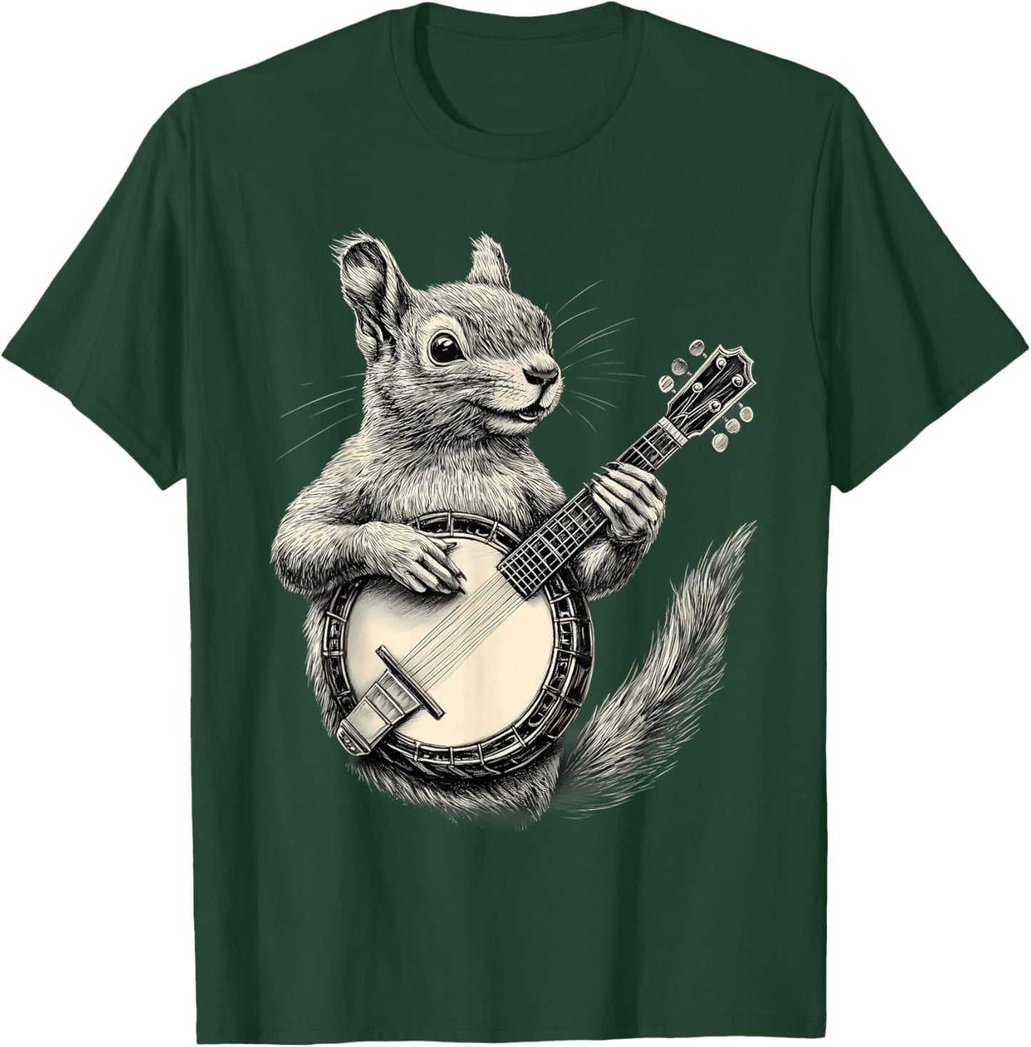 Banjo Squirrel Bluegrass Banjo Player Squirrel Playing Banjo T-Shirt - T-Shirt | Forest