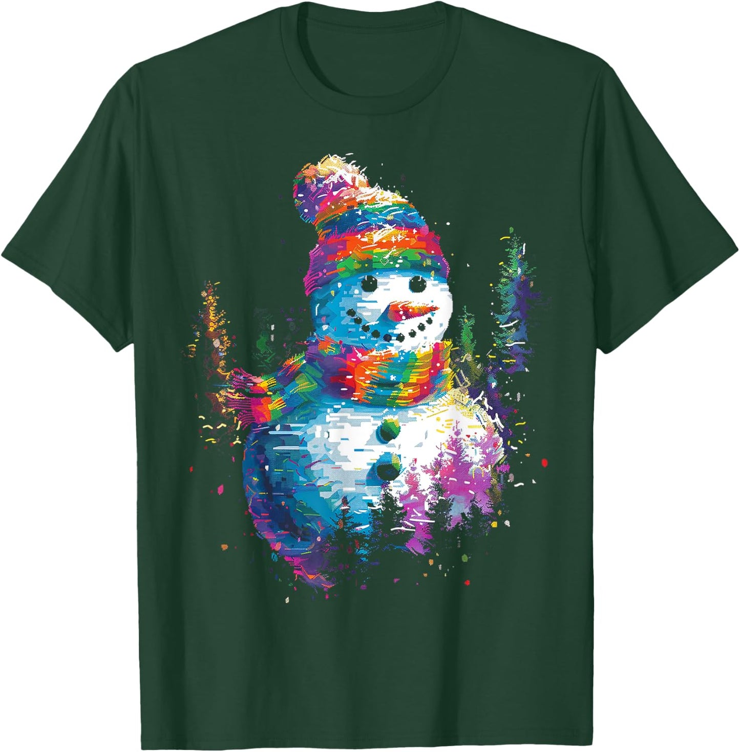 Snowman Christmas Motif X-Mas Art Family Snowman T-Shirt - T-Shirt | Forest