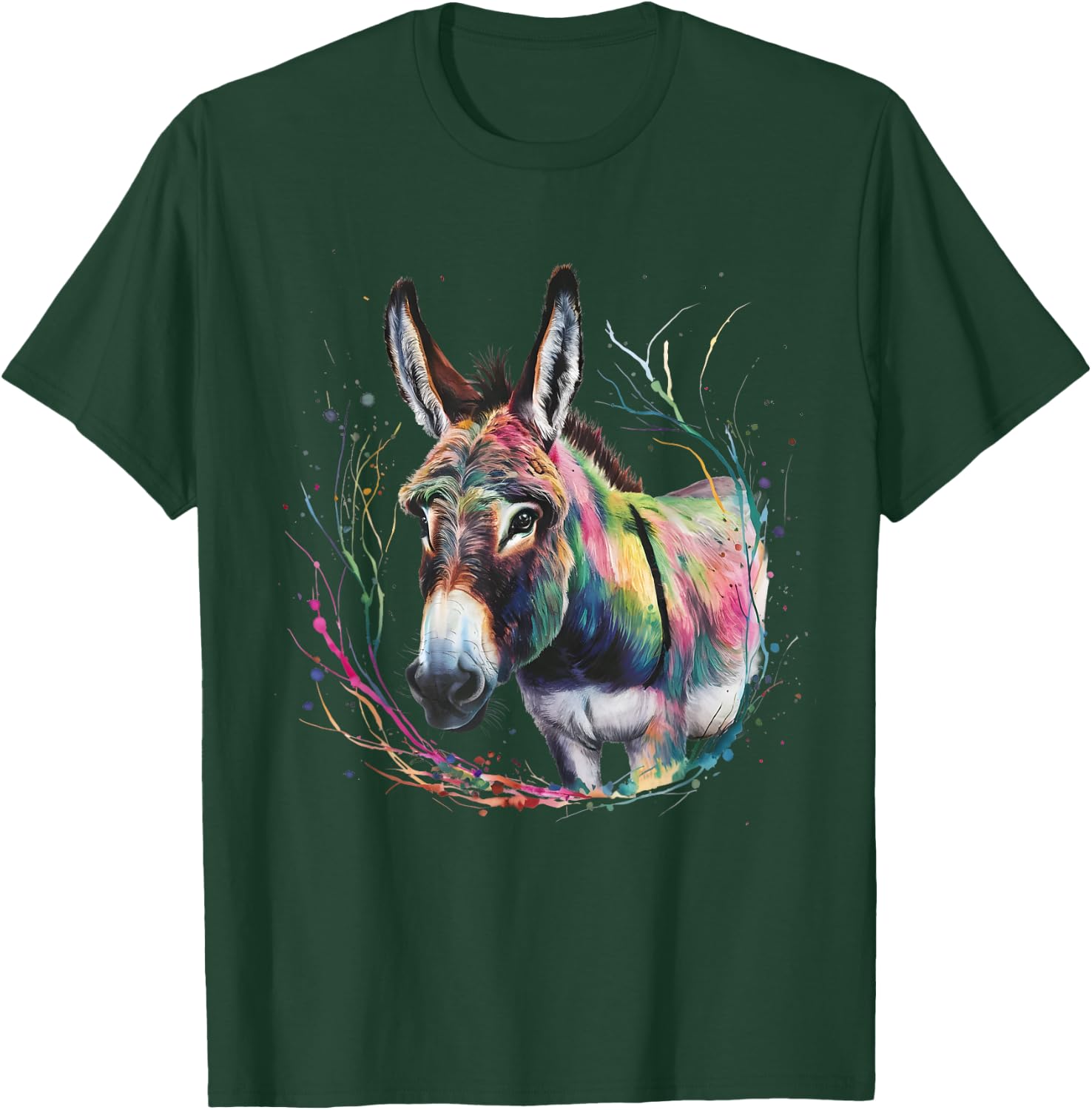 Donkey Men Woman Colorful Watercolor Donkey T-Shirt - T-Shirt | Forest