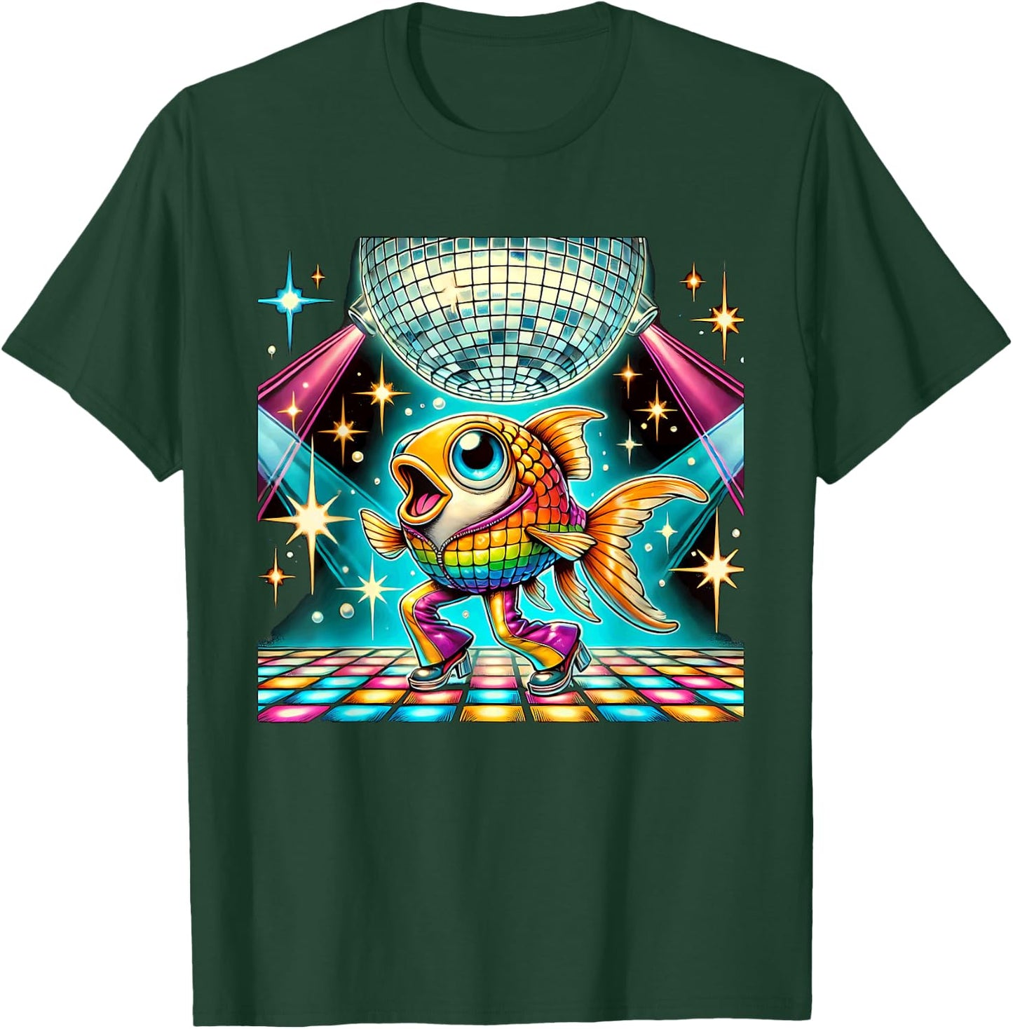 Aesthetic Fish Disco T-Shirt - T-Shirt | Forest