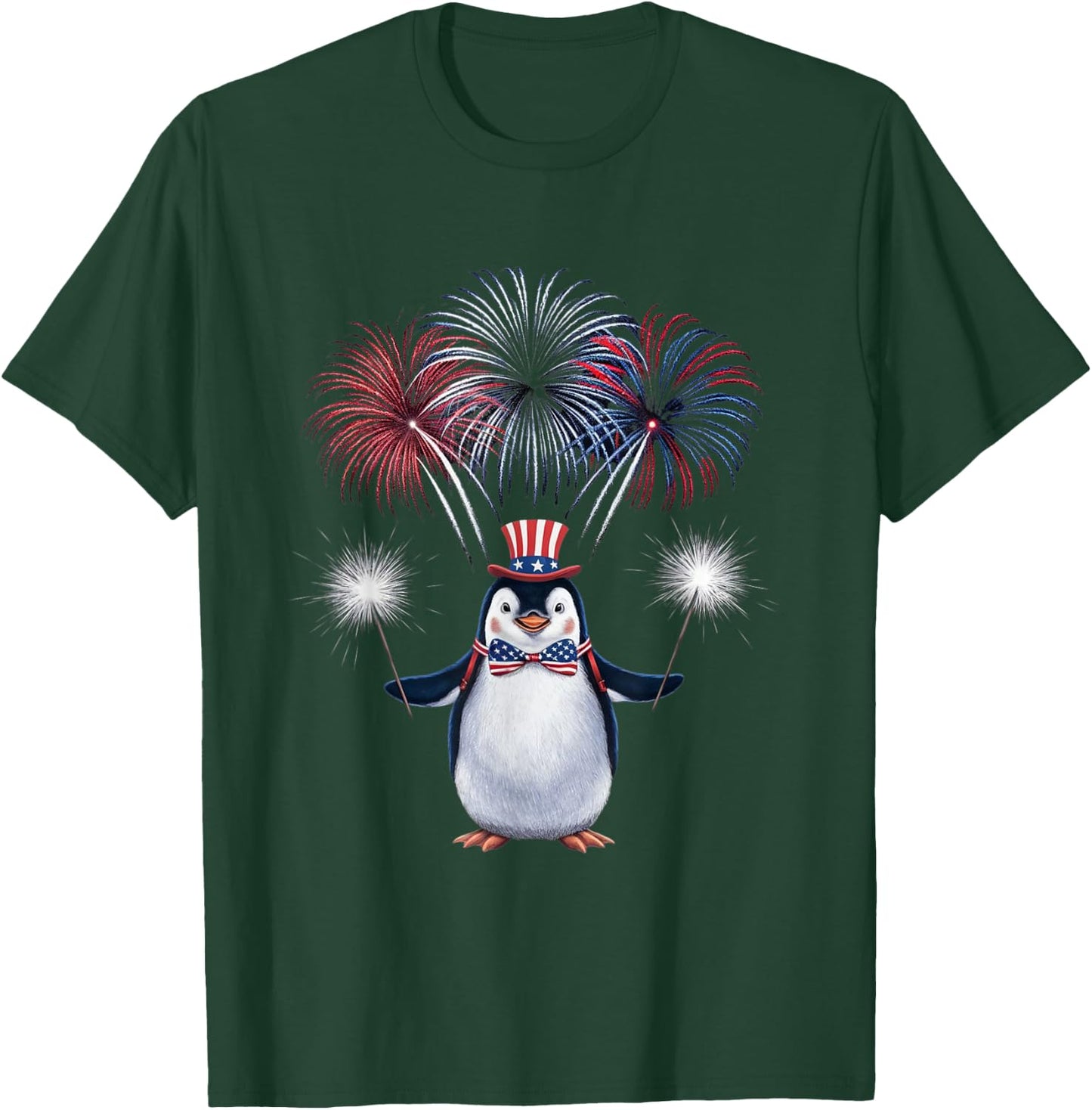 US Flag Penguin 4th Of July Patriotic Penguin Men Women Kids T-Shirt - T-Shirt | Forest