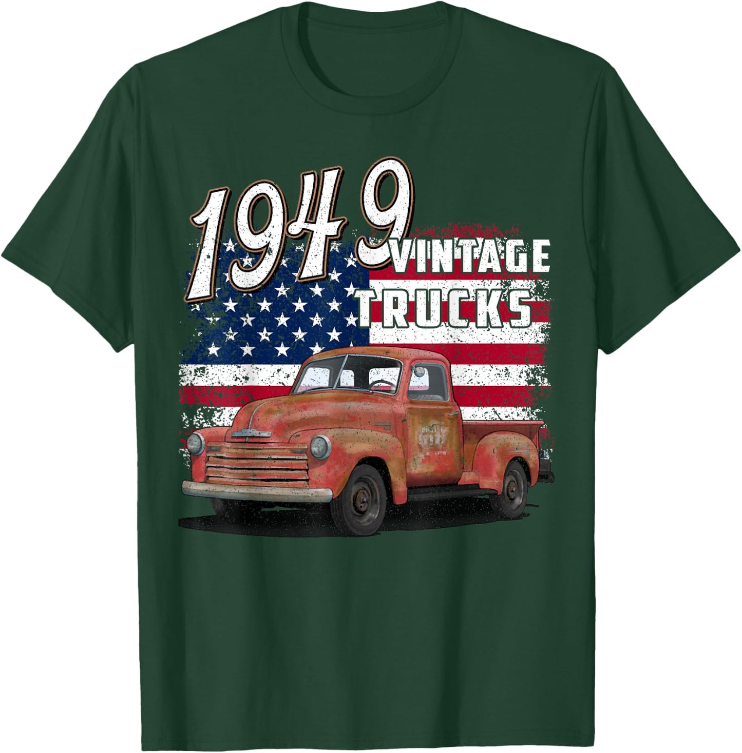 1949 49 Truck Classic Car 1940s Vintage American Flag T-Shirt - T-Shirt | Forest